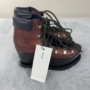 Sacai Leather Platform Boots Made in Japan US 5